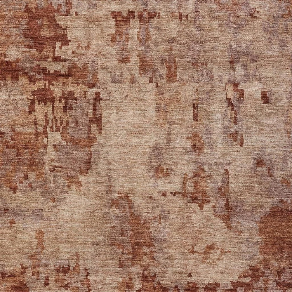 HomeRoots 5' X 8' Copper and Coral Abstract Area Rug - Durable, Washable, Stylish for Indoor & Outdoor Use 688820