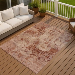 HomeRoots 5' X 8' Copper and Coral Abstract Area Rug - Durable, Washable, Stylish for Indoor & Outdoor Use 688820