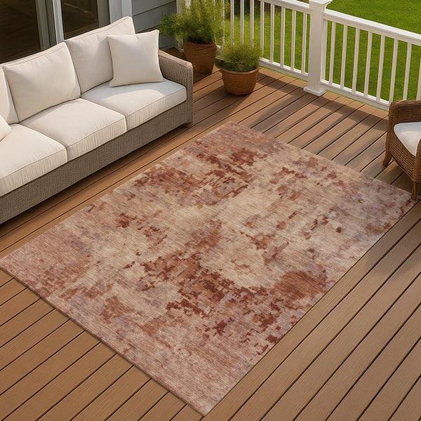 HomeRoots 5' X 8' Copper and Coral Abstract Area Rug - Durable, Washable, Stylish for Indoor & Outdoor Use 688820