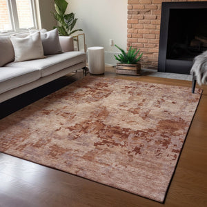 HomeRoots 5' X 8' Copper and Coral Abstract Area Rug - Durable, Washable, Stylish for Indoor & Outdoor Use 688820