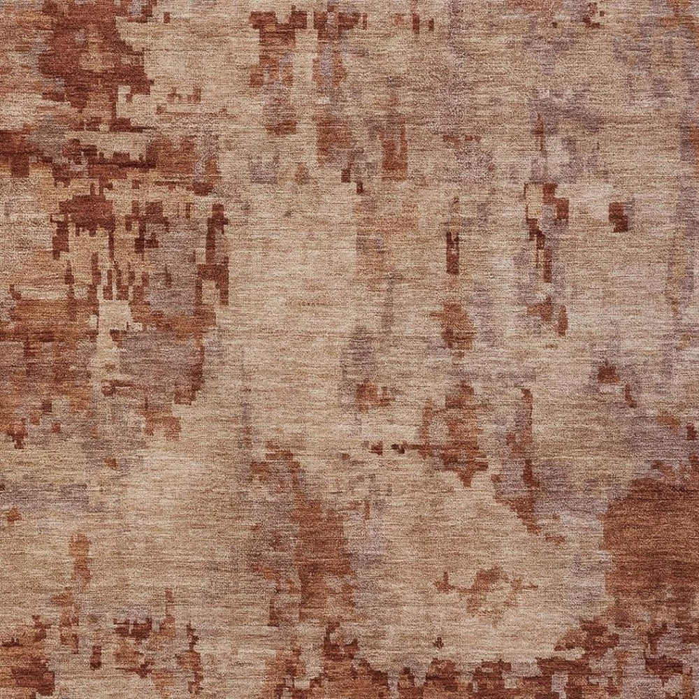 HomeRoots 8' x 10' Abstract Copper and Coral Washable Area Rug – Durable, Stylish, Indoor/Outdoor Versatility! 688822