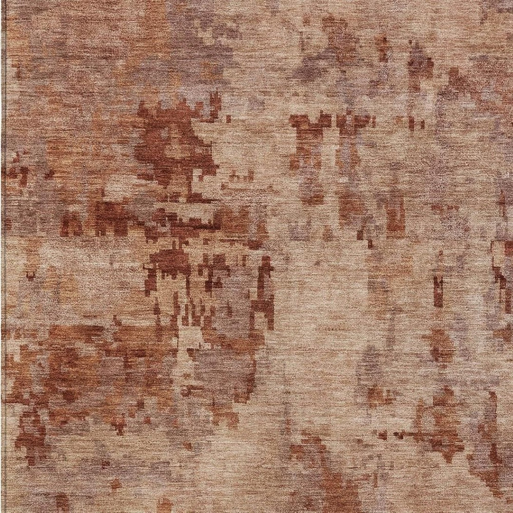 HomeRoots 9' Copper and Coral Abstract Area Rug - Stylish, Washable, Indoor/Outdoor, Durable for Busy Homes 688823