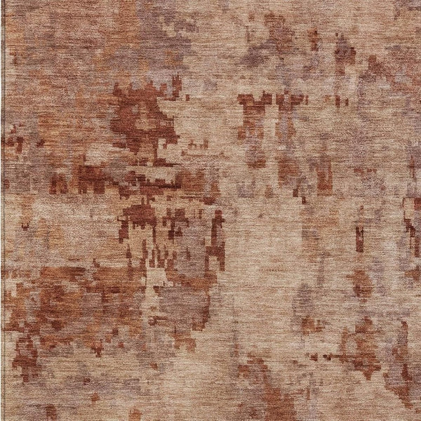 HomeRoots 9' Copper and Coral Abstract Area Rug - Stylish, Washable, Indoor/Outdoor, Durable for Busy Homes 688823