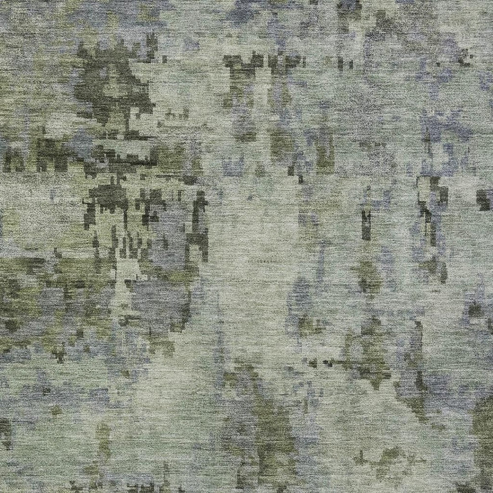 HomeRoots 5' X 8' Green and Gray Abstract Area Rug - Washable, Durable, Indoor/Outdoor, Pet-Friendly Design! 688826