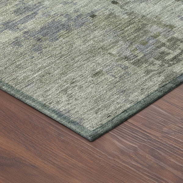 HomeRoots 8' Green and Gray Round Abstract Rug - Stylish, Washable Indoor/Outdoor Accent for High-Traffic Areas 688827