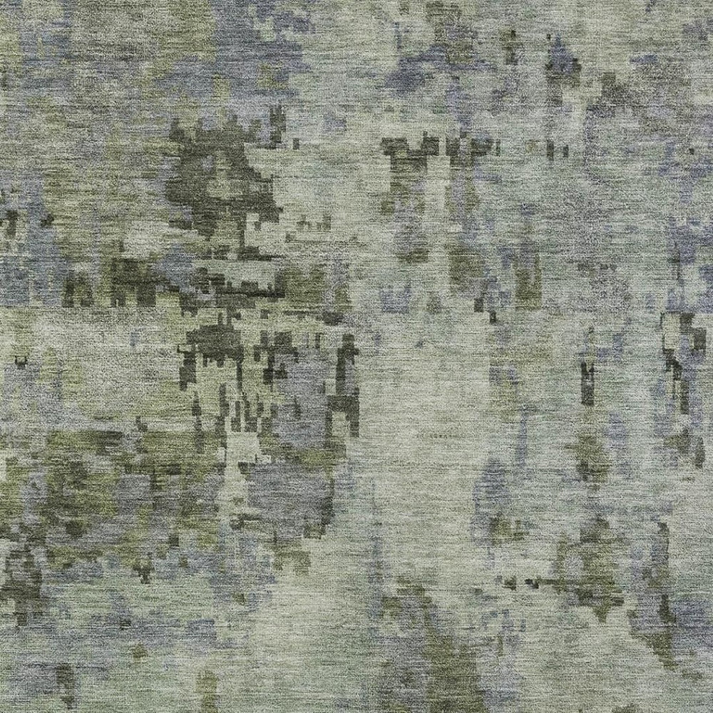 HomeRoots 8' X 10' Green and Gray Abstract Area Rug - Modern, Washable Design for Indoor & Outdoor Spaces! 688828