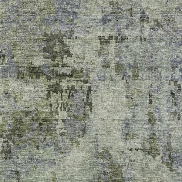 HomeRoots 9' X 12' Green and Gray Abstract Washable Area Rug – Versatile Indoor/Outdoor Design for Modern Spaces 688829