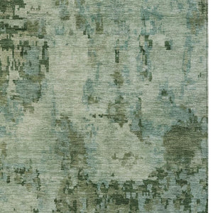 HomeRoots 5' X 8' Abstract Sage and Teal Blue Washable Area Rug - Durable, Stylish for Indoors & Outdoors! 688832