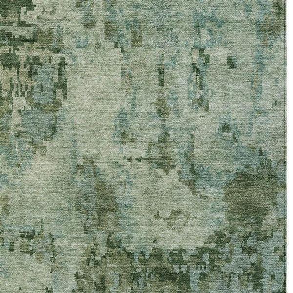 HomeRoots 5' X 8' Abstract Sage and Teal Blue Washable Area Rug - Durable, Stylish for Indoors & Outdoors! 688832