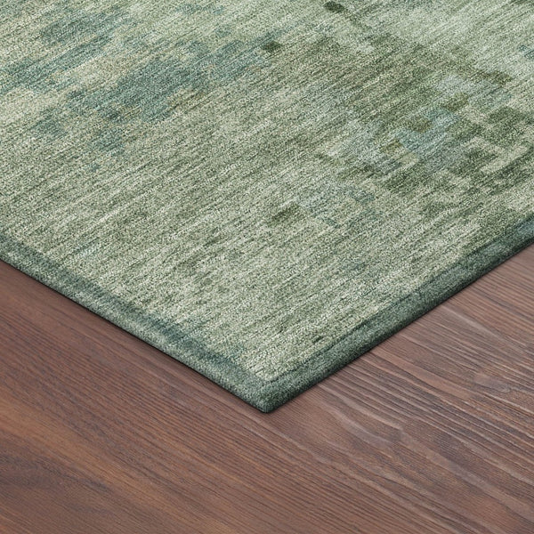 HomeRoots 8' Sage and Teal Blue Round Abstract Area Rug - Washable, Durable, Stylish for Indoor & Outdoor Spaces 688833