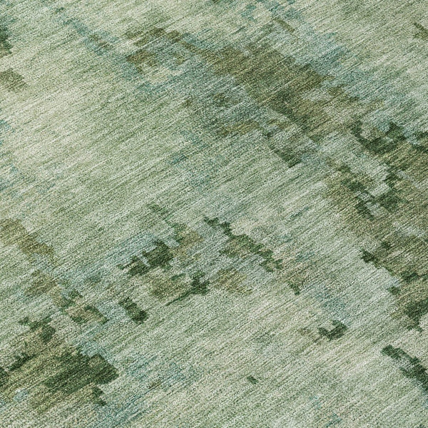 HomeRoots 8' Sage and Teal Blue Round Abstract Area Rug - Washable, Durable, Stylish for Indoor & Outdoor Spaces 688833