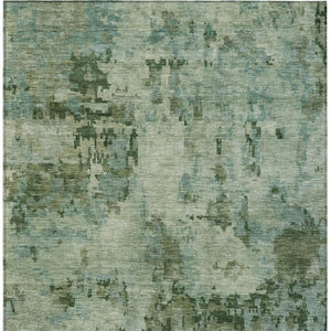 HomeRoots 8' X 10' Sage and Teal Blue Abstract Washable Area Rug – Stylish, Durable, Indoor/Outdoor Versatile Decor 688834