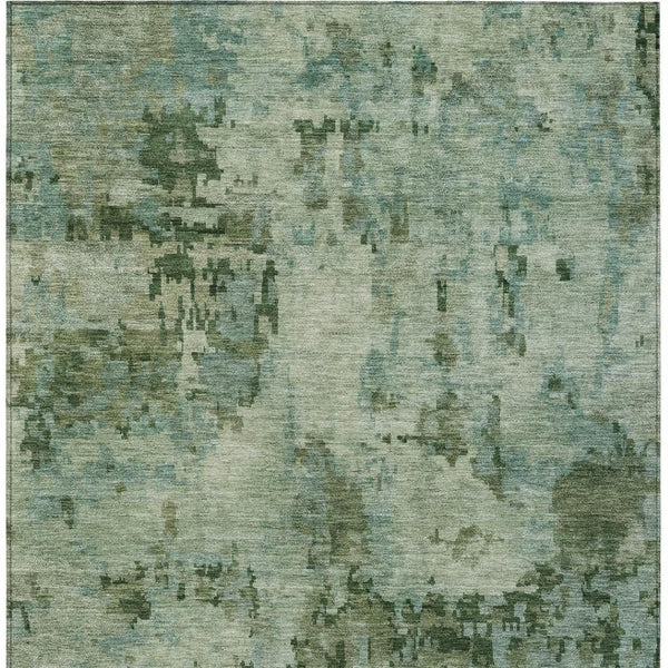 HomeRoots 8' X 10' Sage and Teal Blue Abstract Washable Area Rug – Stylish, Durable, Indoor/Outdoor Versatile Decor 688834