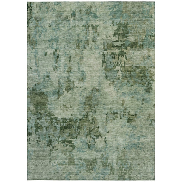 HomeRoots 8' X 10' Sage and Teal Blue Abstract Washable Area Rug – Stylish, Durable, Indoor/Outdoor Versatile Decor 688834