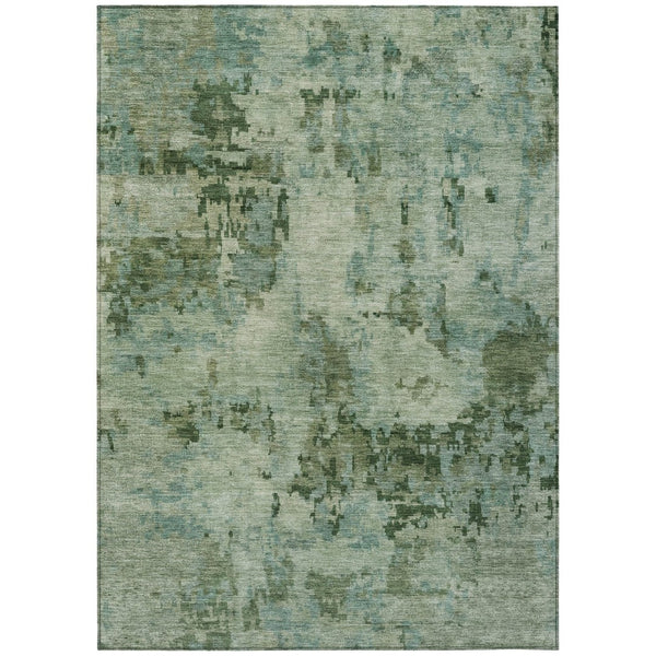 HomeRoots 8' X 10' Sage and Teal Blue Abstract Washable Area Rug – Stylish, Durable, Indoor/Outdoor Versatile Decor 688834