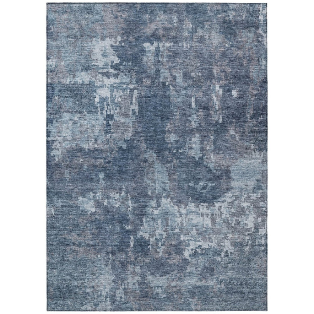 HomeRoots 5' X 8' Abstract Blue and Ivory Area Rug - Versatile, Washable, Stain-Resistant for Indoor/Outdoor Use 688838