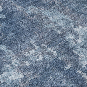 HomeRoots 8' Round Blue and Ivory Abstract Indoor Outdoor Area Rug – Stylish, Durable, Washable, Versatile Design 688839