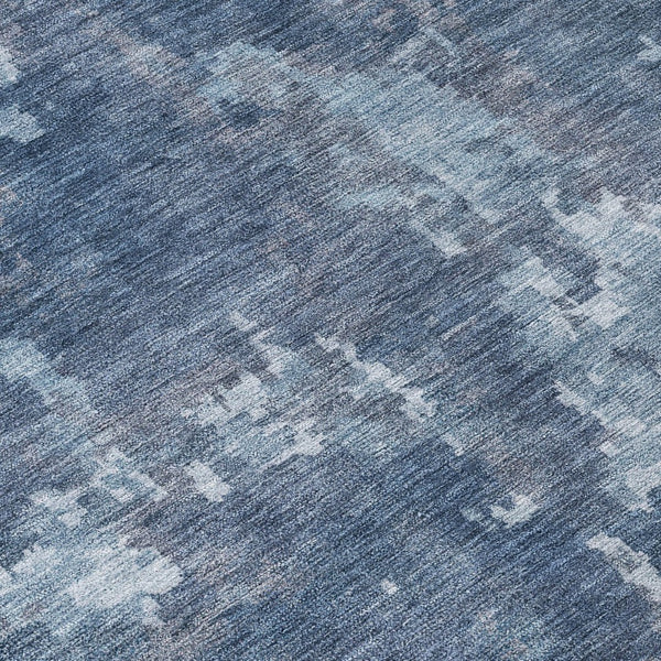 HomeRoots 8' Round Blue and Ivory Abstract Indoor Outdoor Area Rug – Stylish, Durable, Washable, Versatile Design 688839