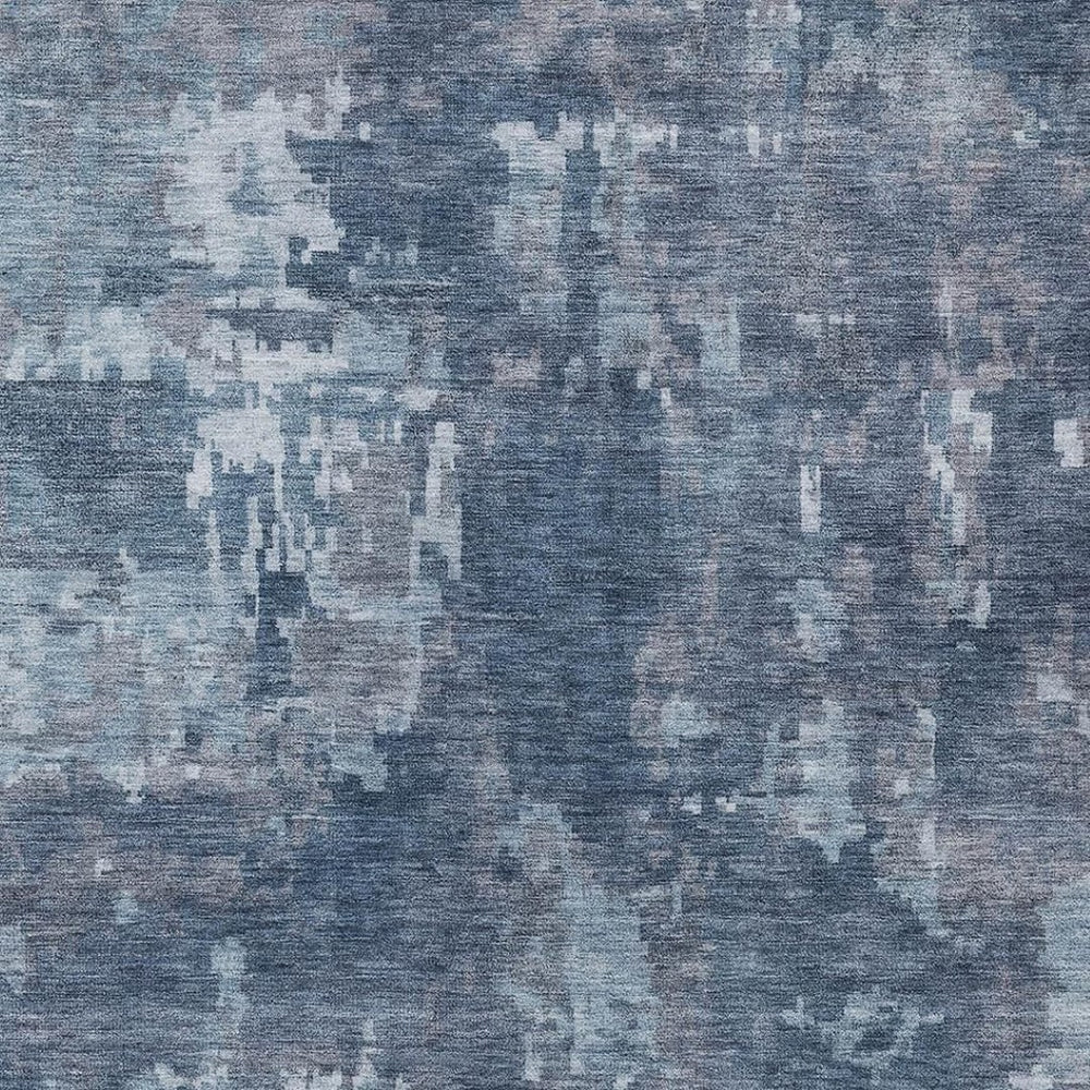HomeRoots 8' X 10' Abstract Blue & Ivory Washable Area Rug - Modern, Durable, Indoor/Outdoor Style for Any Space 688840