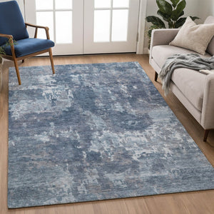 HomeRoots 10' Blue and Ivory Abstract Washable Area Rug - Stylish, Durable for Indoor/Outdoor High-Traffic Use 688842