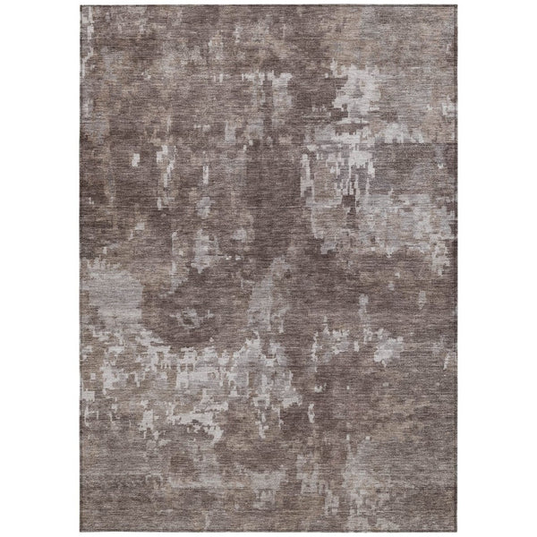 HomeRoots 8' X 10' Brown And Ivory Abstract Area Rug - Stylish, Washable, Versatile for Indoors and Outdoors! 688846