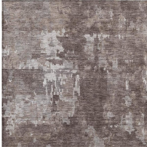 HomeRoots 8' X 10' Brown And Ivory Abstract Area Rug - Stylish, Washable, Versatile for Indoors and Outdoors! 688846