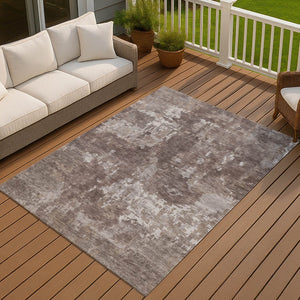 HomeRoots 9' X 12' Stylish Brown & Ivory Abstract Indoor/Outdoor Area Rug - Durable, Washable & Versatile Design 688847