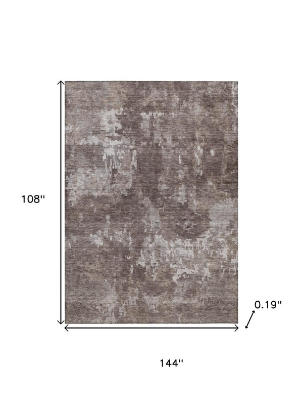 HomeRoots 9' X 12' Stylish Brown & Ivory Abstract Indoor/Outdoor Area Rug - Durable, Washable & Versatile Design 688847