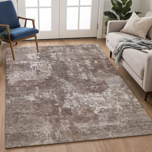 HomeRoots 9' X 12' Stylish Brown & Ivory Abstract Indoor/Outdoor Area Rug - Durable, Washable & Versatile Design 688847