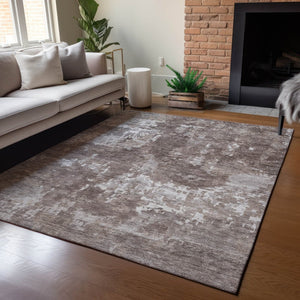 HomeRoots 9' X 12' Stylish Brown & Ivory Abstract Indoor/Outdoor Area Rug - Durable, Washable & Versatile Design 688847