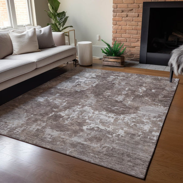 HomeRoots 9' X 12' Stylish Brown & Ivory Abstract Indoor/Outdoor Area Rug - Durable, Washable & Versatile Design 688847