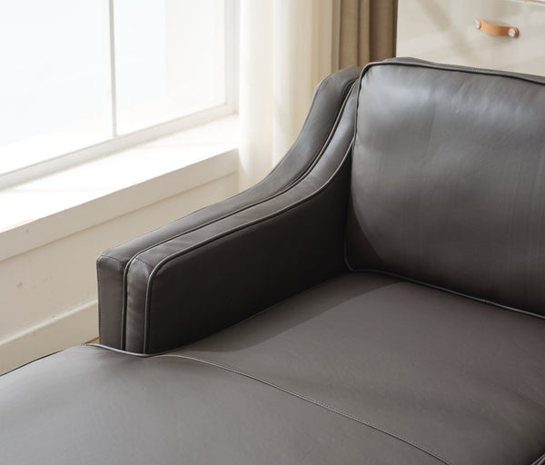 English Elm 94.5 Inch L-Shaped Genuine Leather Sofa With Left Chaise Lounge - Modern Espresso Elegance For Home W791S00023