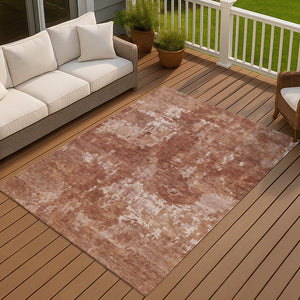 HomeRoots 8' X 10' Stylish Copper and Ivory Abstract Area Rug - Washable, Durable, Indoor-Outdoor Versatility! 688852