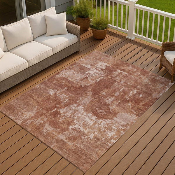 HomeRoots 8' X 10' Stylish Copper and Ivory Abstract Area Rug - Washable, Durable, Indoor-Outdoor Versatility! 688852