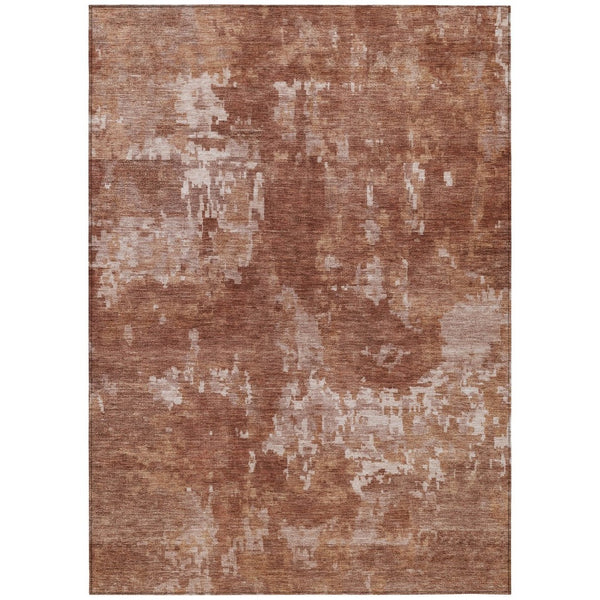 HomeRoots 8' X 10' Stylish Copper and Ivory Abstract Area Rug - Washable, Durable, Indoor-Outdoor Versatility! 688852
