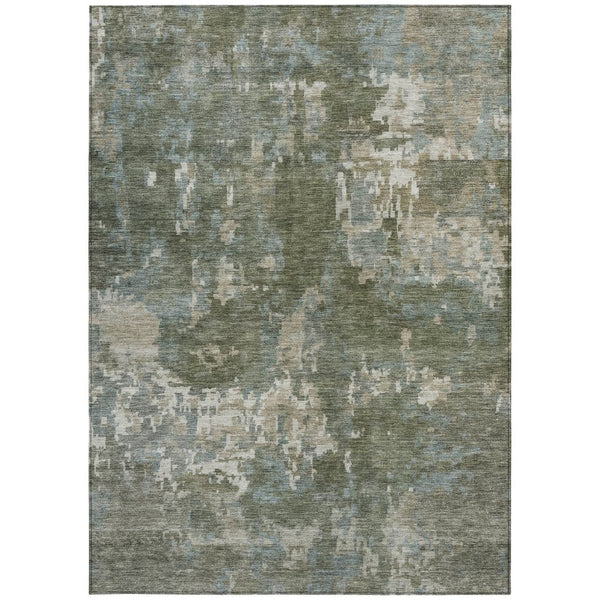 HomeRoots 5' X 8' Stylish Fern Green & Beige Abstract Area Rug - Washable, Durable for Indoor & Outdoor Spaces 688856