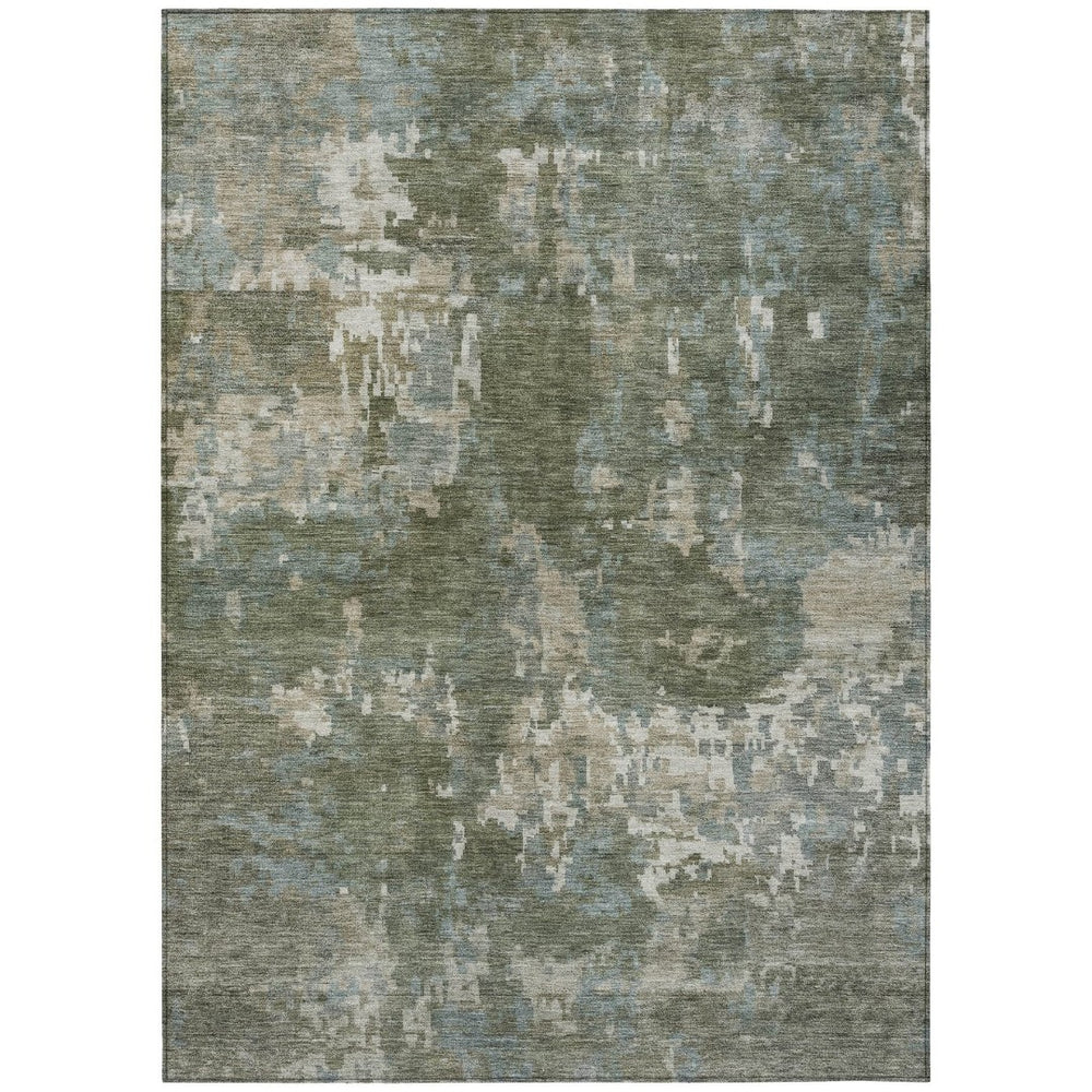 HomeRoots 5' X 8' Stylish Fern Green & Beige Abstract Area Rug - Washable, Durable for Indoor & Outdoor Spaces 688856