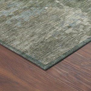 HomeRoots 8' Fern Green and Beige Round Abstract Rug - Stylish, Washable Design for Indoor and Outdoor Spaces 688857