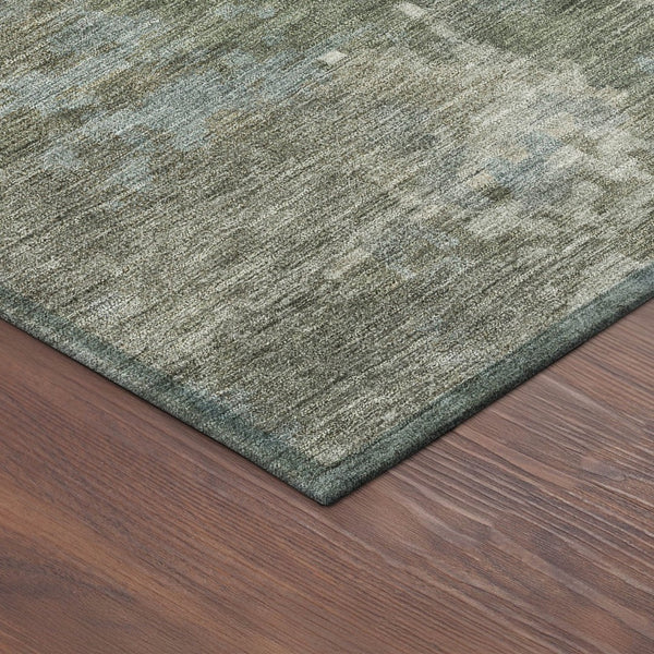 HomeRoots 8' Fern Green and Beige Round Abstract Rug - Stylish, Washable Design for Indoor and Outdoor Spaces 688857