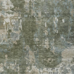 HomeRoots 8' X 10' Fern Green & Beige Abstract Area Rug - Stylish, Washable, Indoor/Outdoor Durability for All Spaces 688858