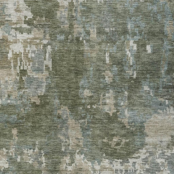 HomeRoots 8' X 10' Fern Green & Beige Abstract Area Rug - Stylish, Washable, Indoor/Outdoor Durability for All Spaces 688858