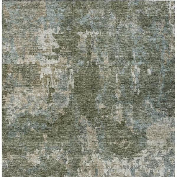 HomeRoots 8' X 10' Fern Green & Beige Abstract Area Rug - Stylish, Washable, Indoor/Outdoor Durability for All Spaces 688858