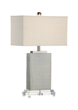 Chelsea House Huntington Textured Ceramic Table Lamp With Natural Linen Rectangular Shade, Polished Nickel Accents, Compact Design 68886