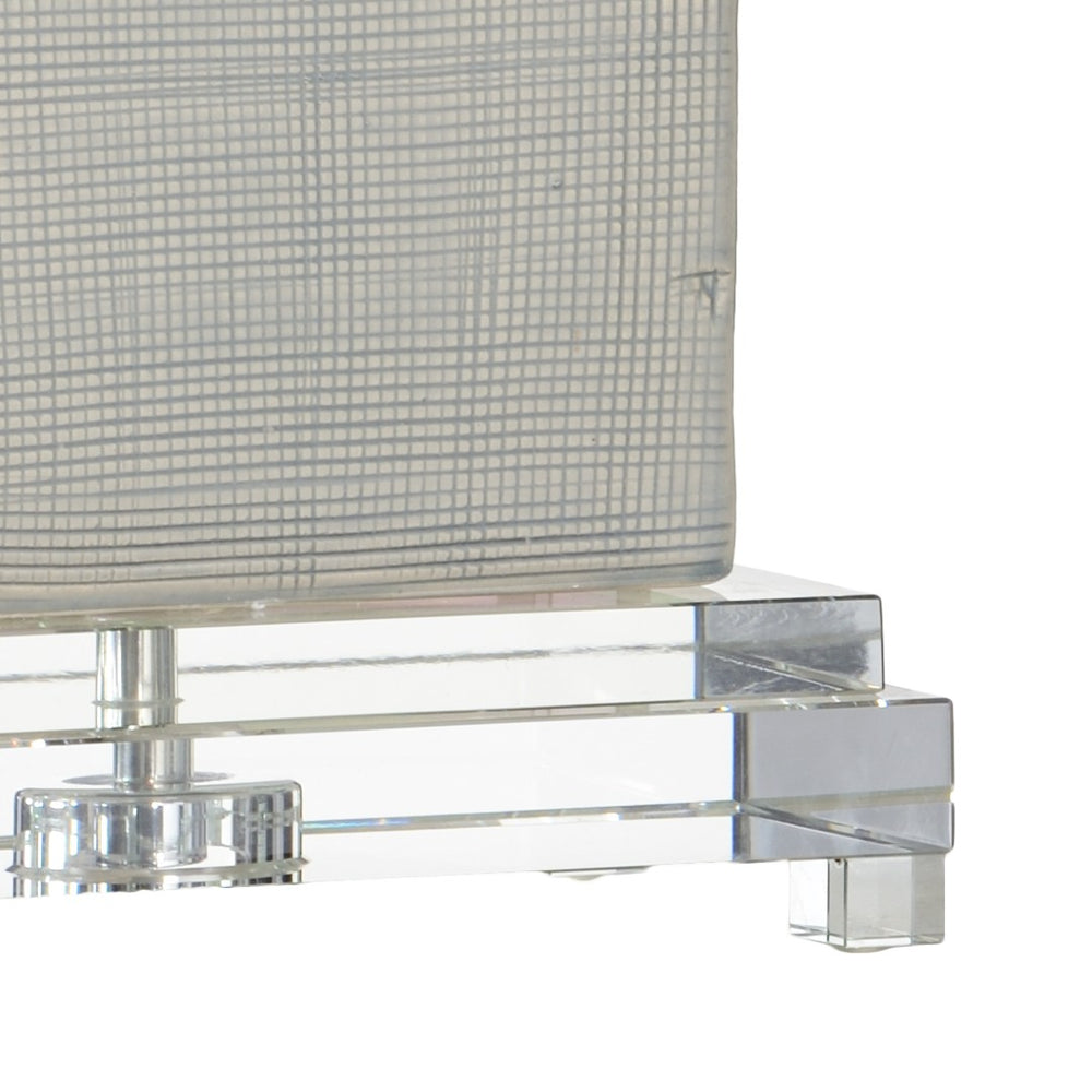 Chelsea House Huntington Textured Ceramic Table Lamp With Natural Linen Rectangular Shade, Polished Nickel Accents, Compact Design 68886