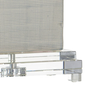 Chelsea House Huntington Textured Ceramic Table Lamp With Natural Linen Rectangular Shade, Polished Nickel Accents, Compact Design 68886