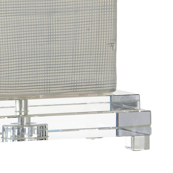 Chelsea House Huntington Textured Ceramic Table Lamp With Natural Linen Rectangular Shade, Polished Nickel Accents, Compact Design 68886