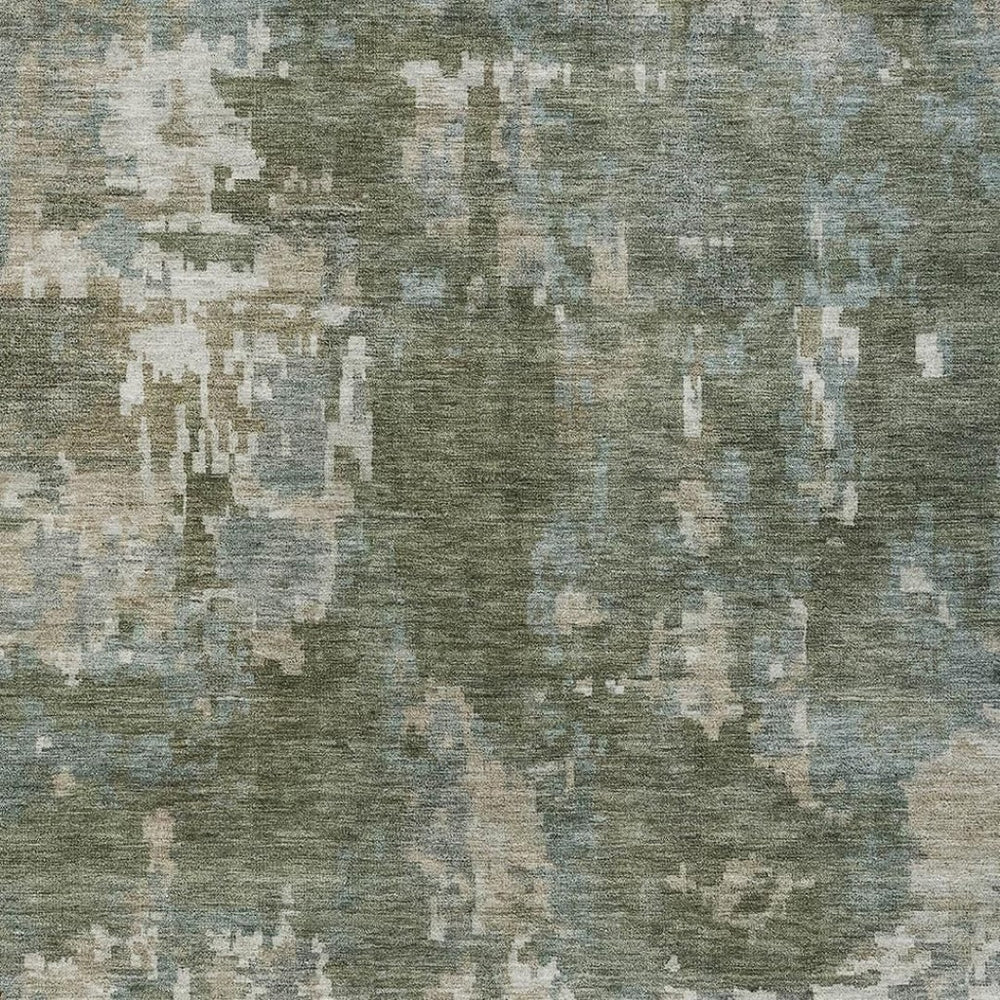HomeRoots 10' Contemporary Fern Green and Beige Abstract Washable Area Rug for Indoor/Outdoor Spaces 688860