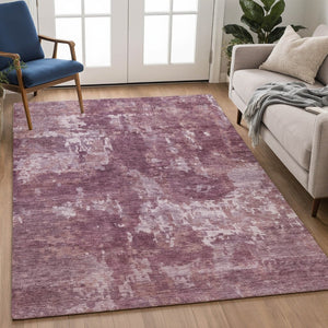 HomeRoots 10' Merlot and Gray Abstract Washable Area Rug - Versatile Indoor/Outdoor Design for Modern Spaces 688866