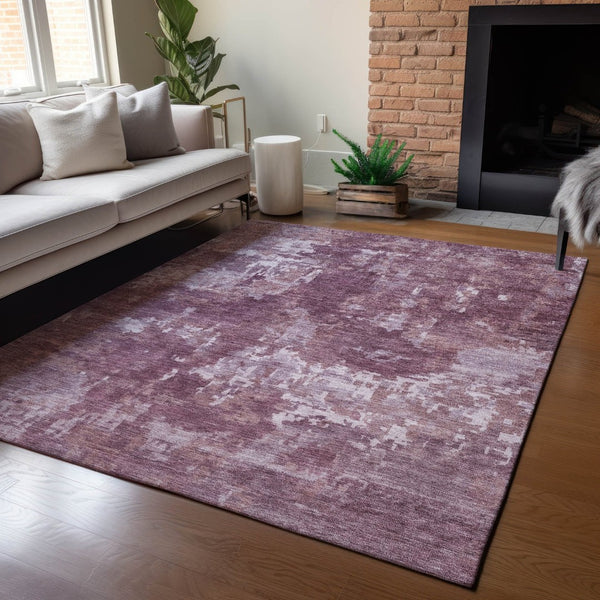 HomeRoots 10' Merlot and Gray Abstract Washable Area Rug - Versatile Indoor/Outdoor Design for Modern Spaces 688866