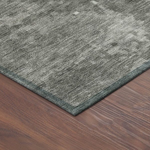 HomeRoots 8' Contemporary Pewter and Ivory Round Abstract Area Rug – Washable, Durable, Indoor/Outdoor Style 688869